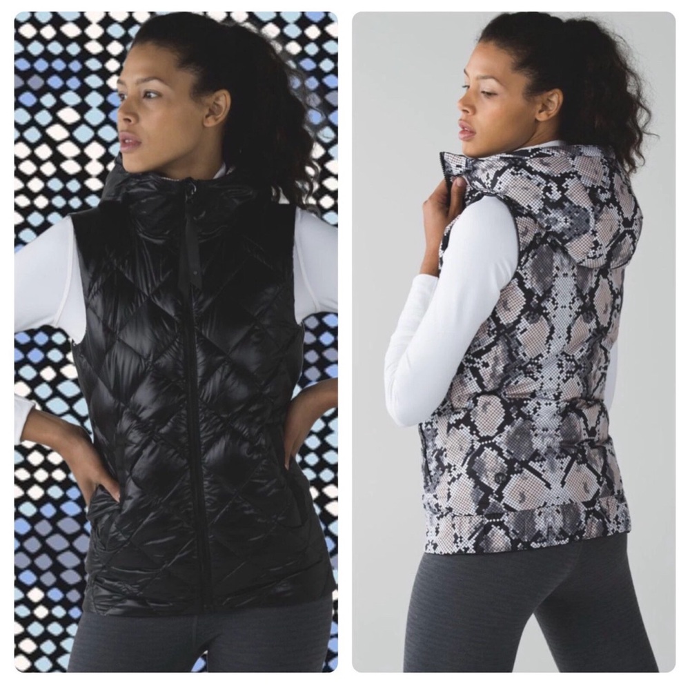 Lululemon Reversible Black and Snake Print Puffer Vest 4